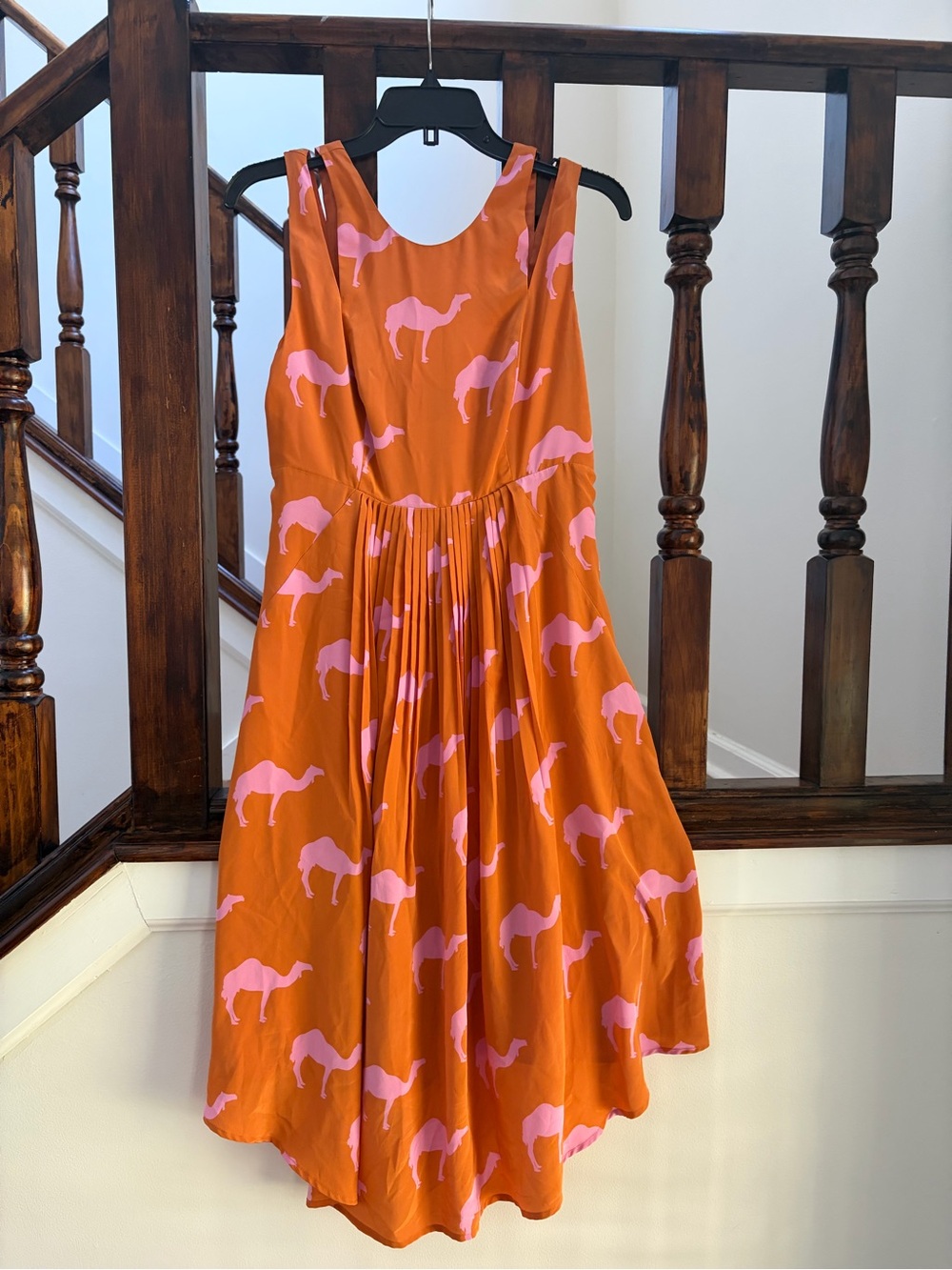 Women’s Orange Dress with Pink Camel Print